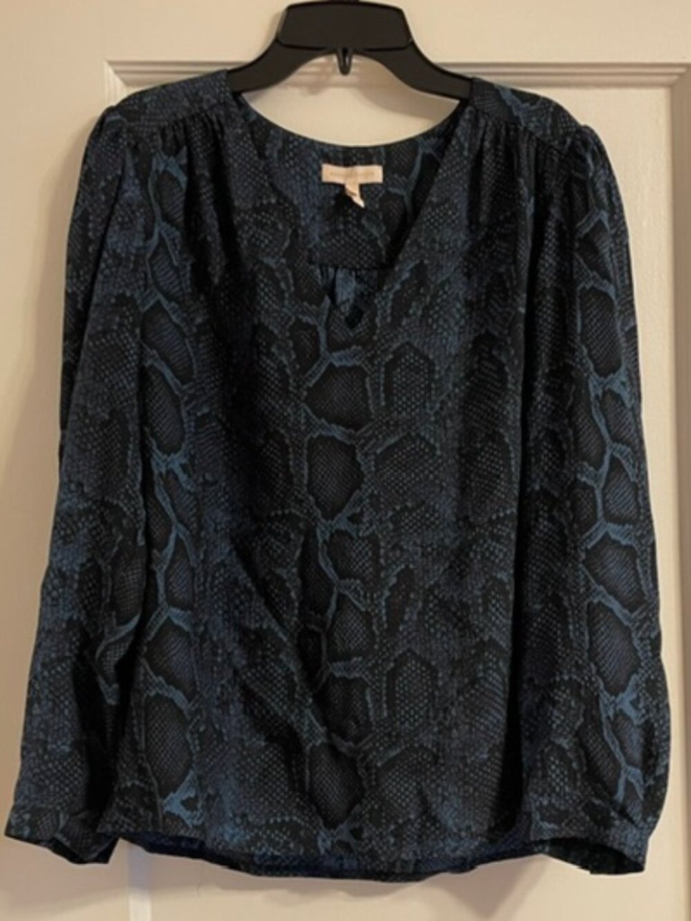 REBECCA TAYLOR Silk Python Blue Blouse Size S